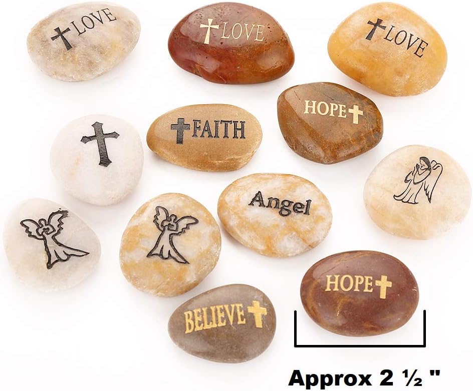 ROCKIMPACT 12PCS Engraved Hope Love Faith Stones
