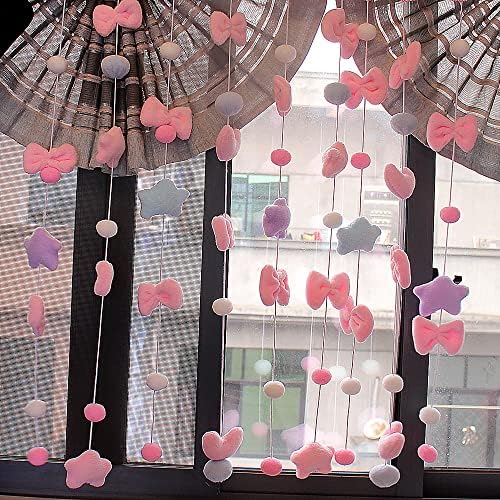 Kawaii Doorway Curtains with Fluffy Star Bowknot Pentacle Garland