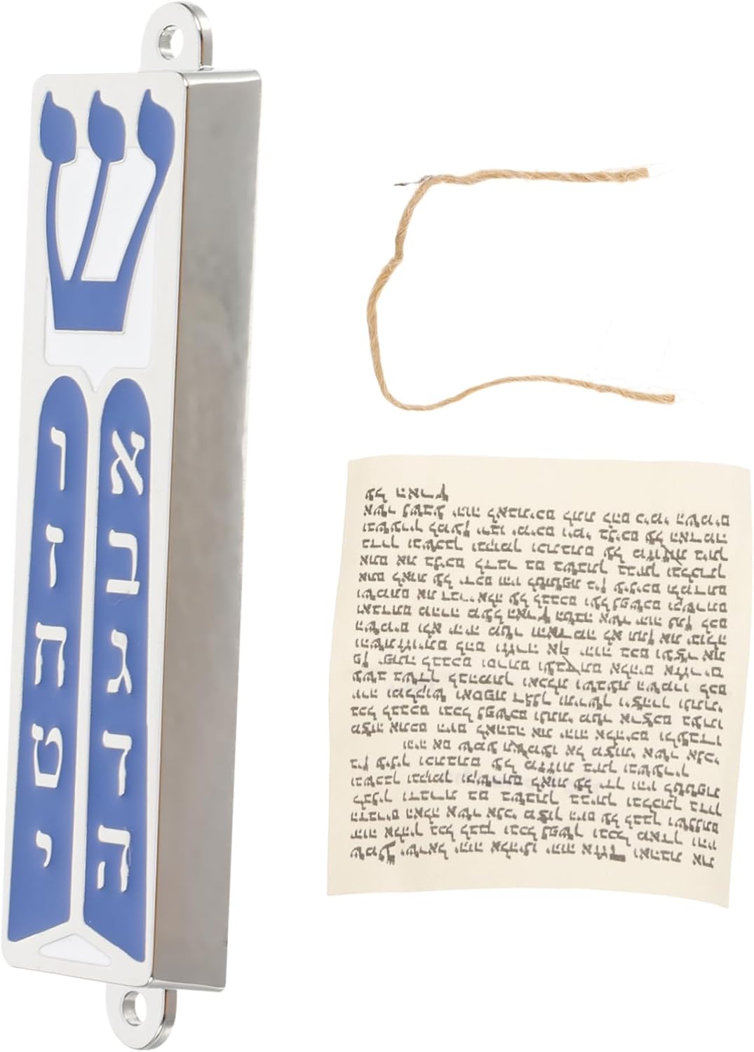 Traditional Script Mezuzah Scroll in Zinc Alloy Case