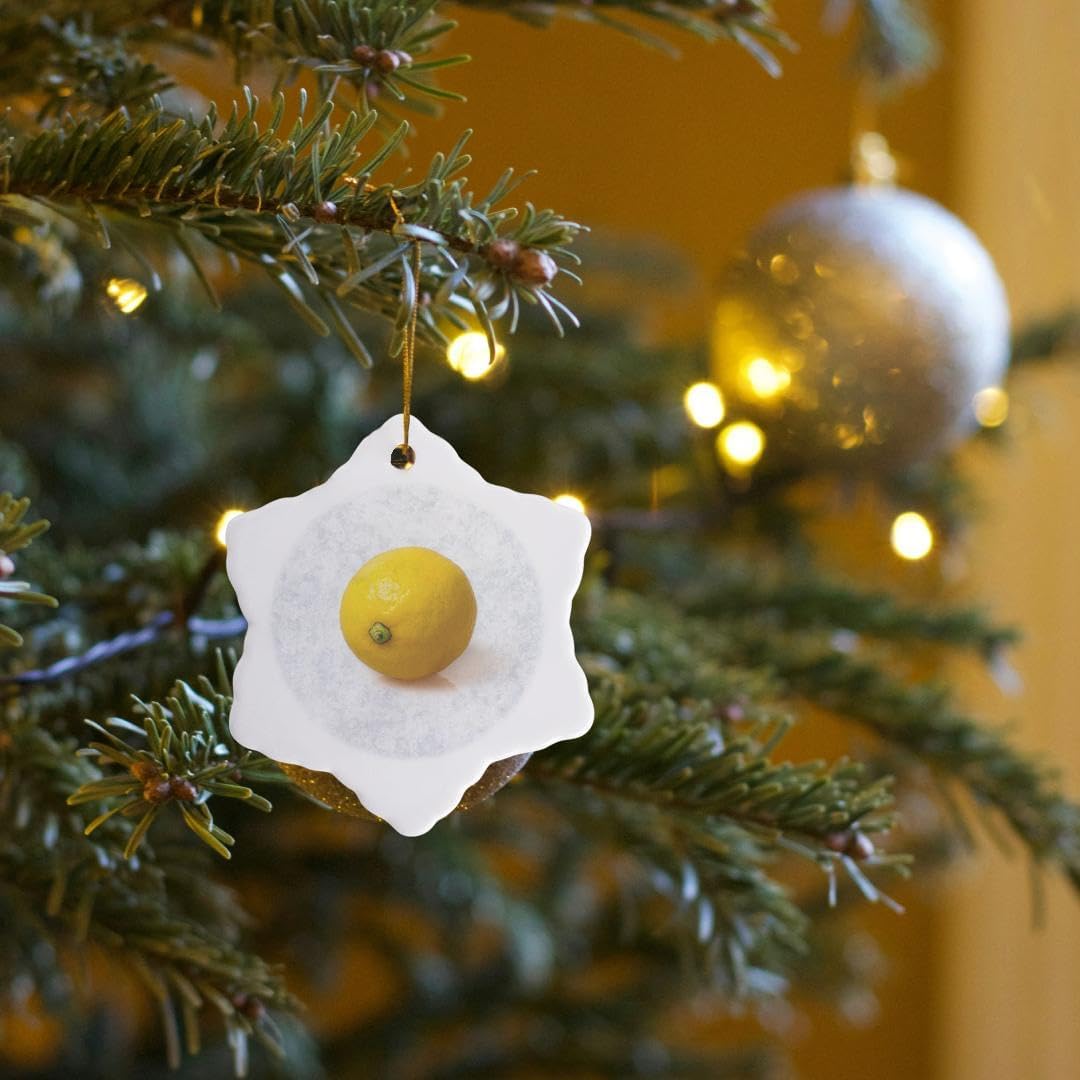 3 Inch Snowflake Porcelain Ornament - Lemon Citrus Decor