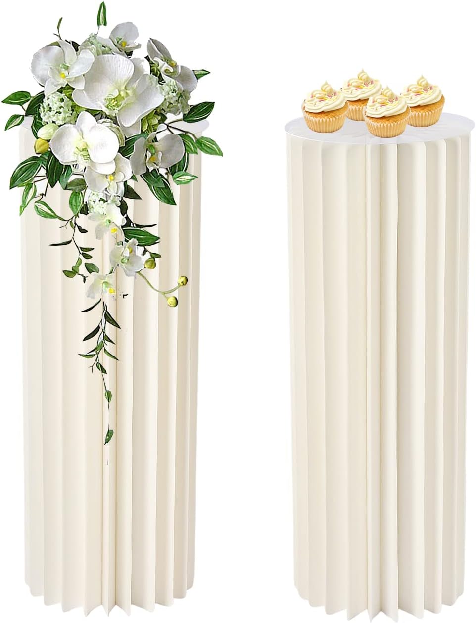 2PCS Foldable Cardboard Cylinder Display Stand for Wedding and Party