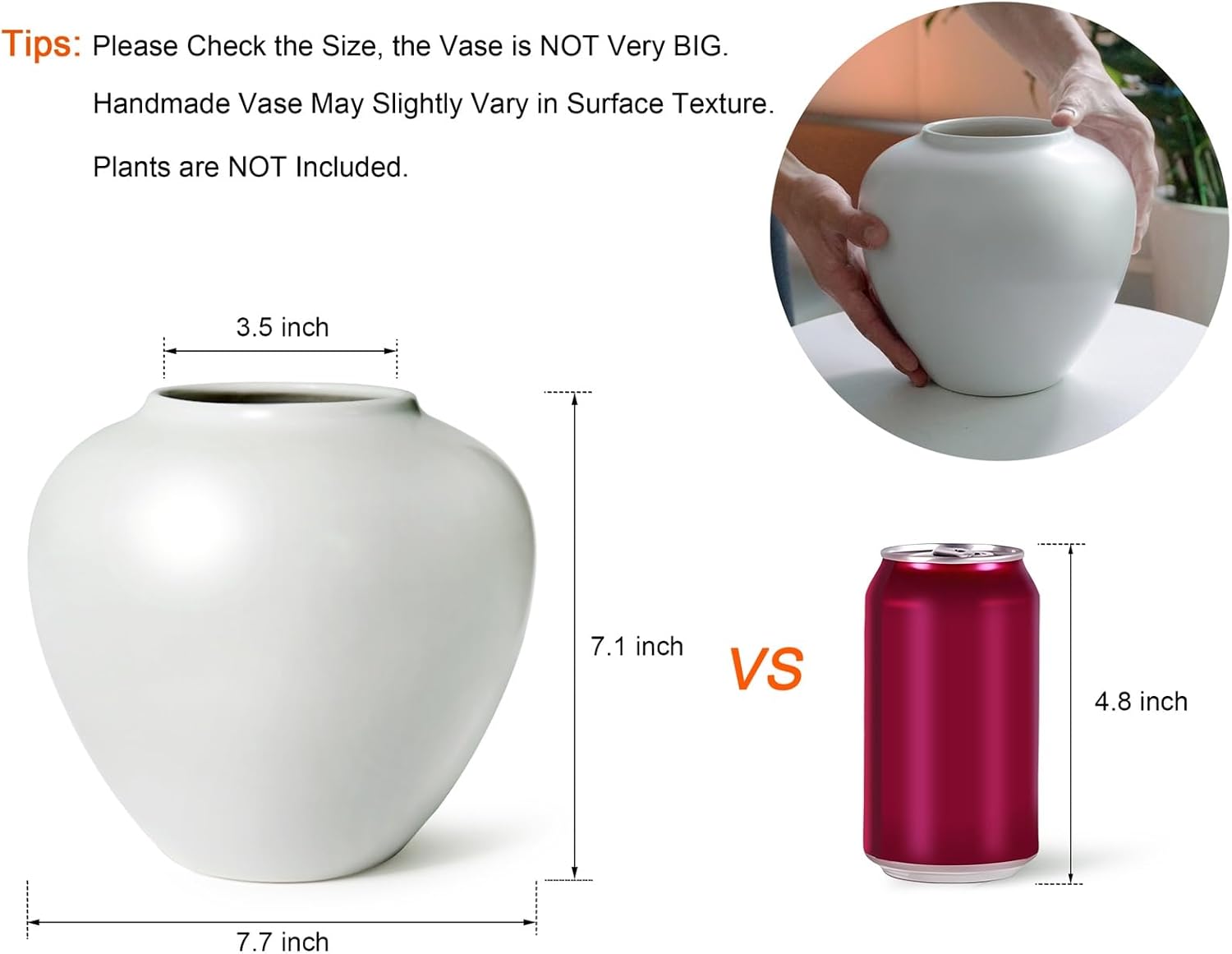 GeLive Waterproof Ceramic Vase for Flowers and Decor
