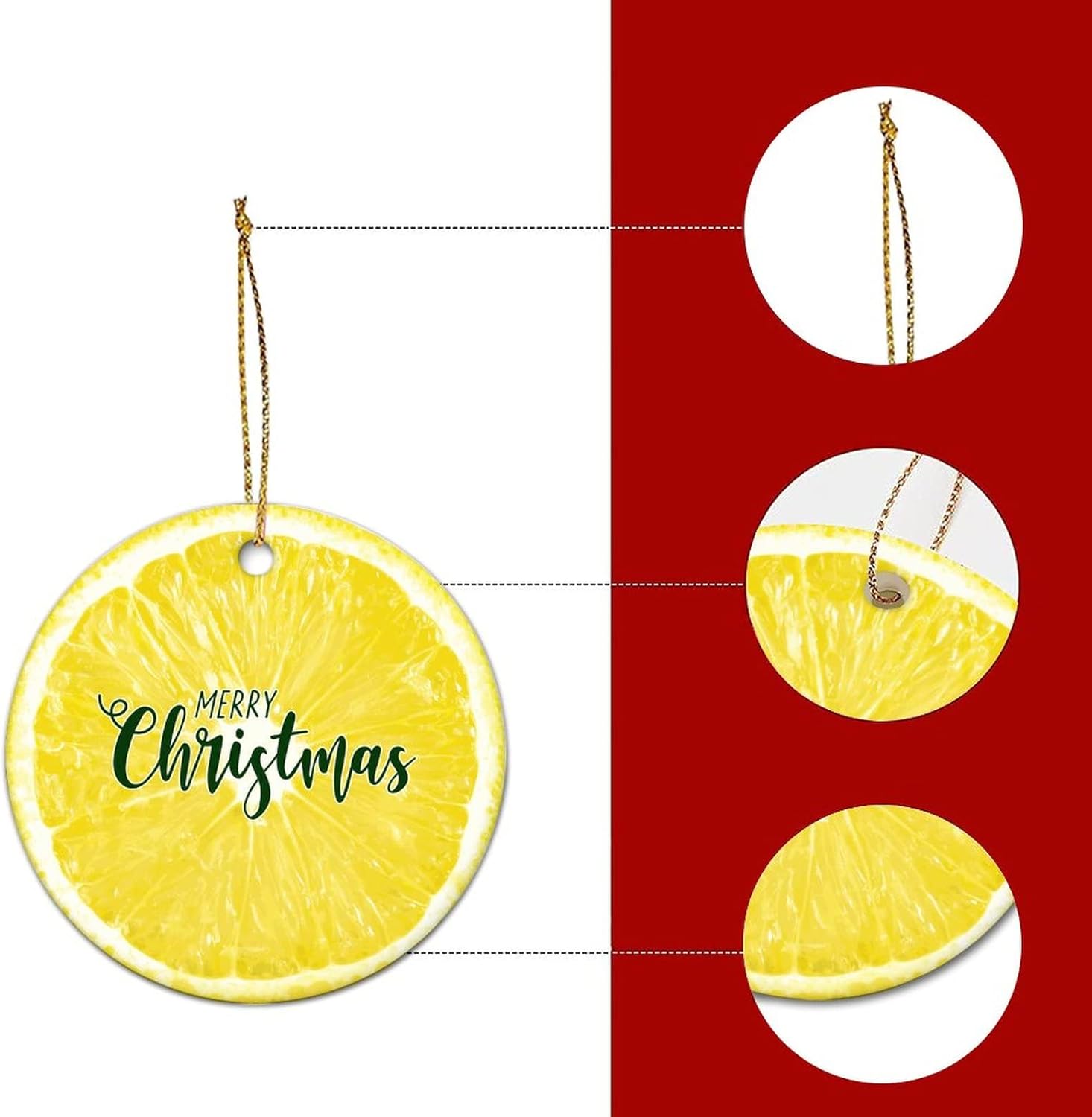 LUIJORGY 3 Inch Double Sided Printed Ceramic Christmas Ornament