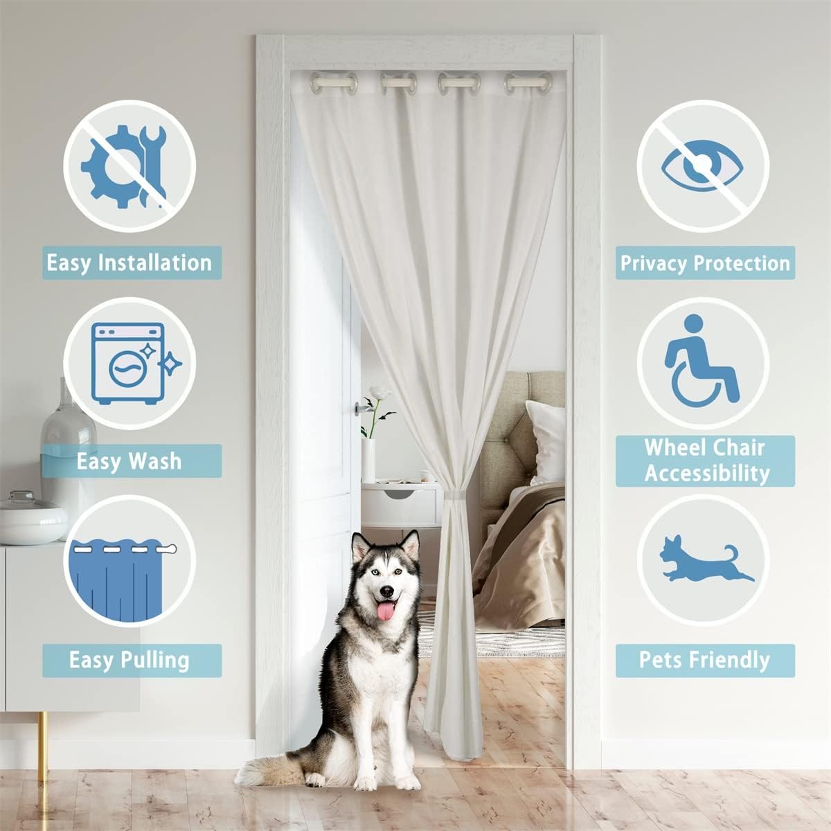 Japanese Wave Door Curtain 42x80 Inch Ocean Style Panel
