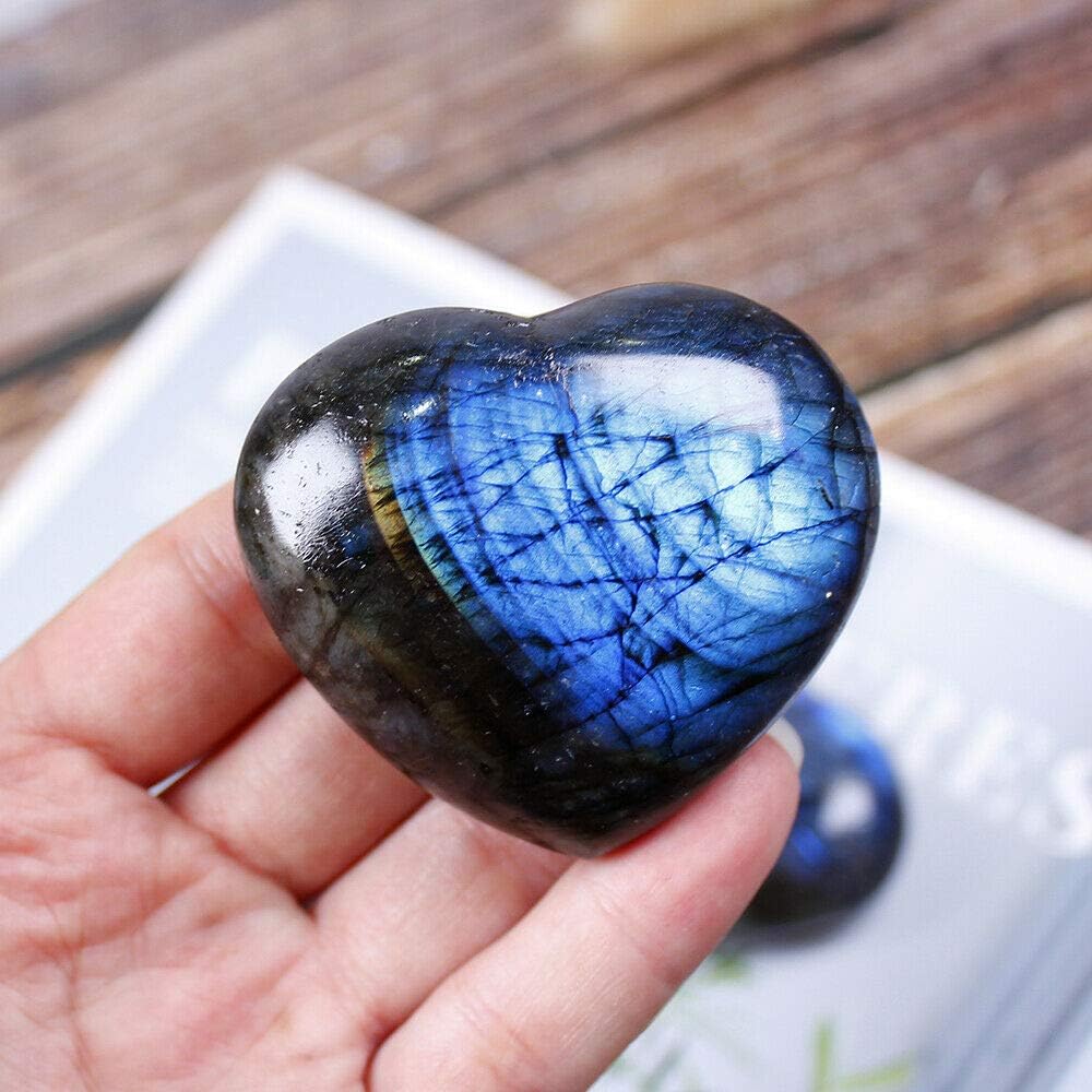 Wixine Crystal Heart Moonstone Labradorite Healing Stone for Reiki and Meditation