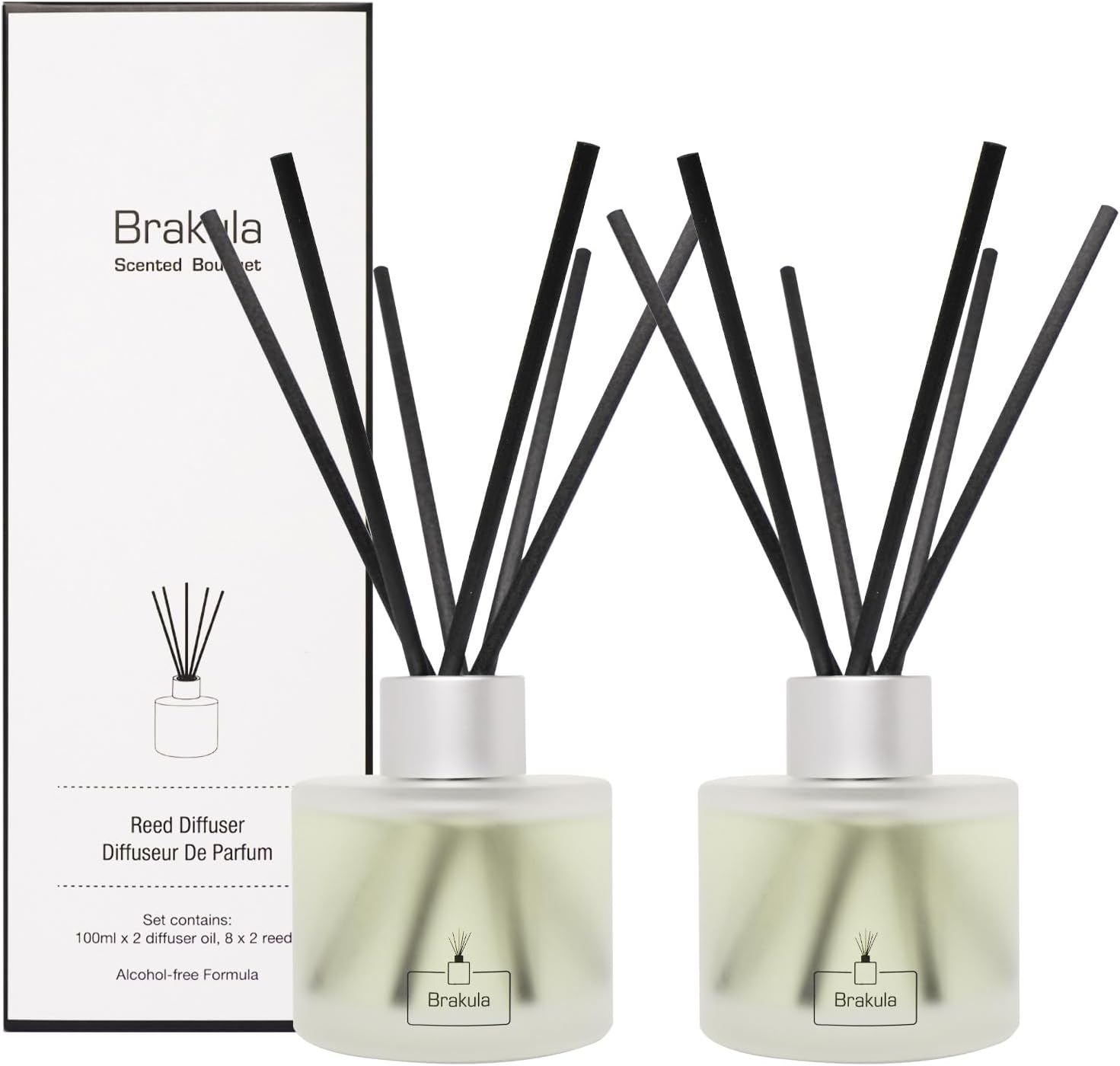 2 Packs Reed Diffuser Set - Bamboo White Tea Scented Home Fragrance
