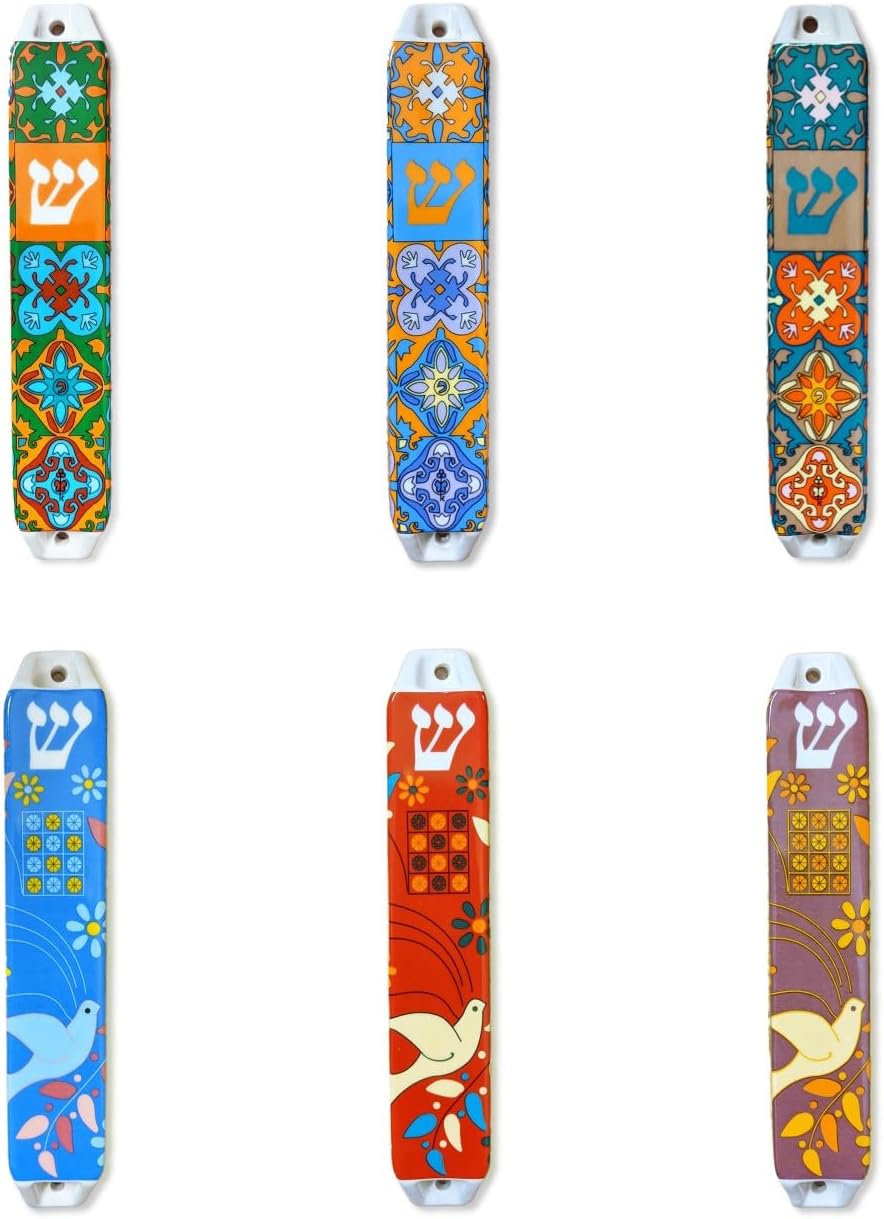 Ceramic Mezuzah in Green Color
