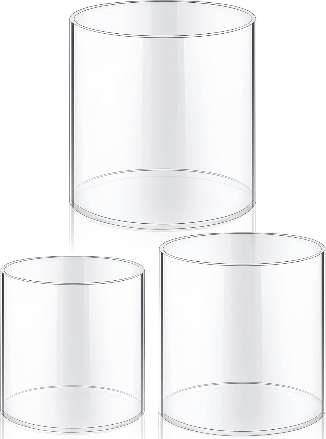 Meekoo 3 Piece Clear Acrylic Cylinder Vase Set