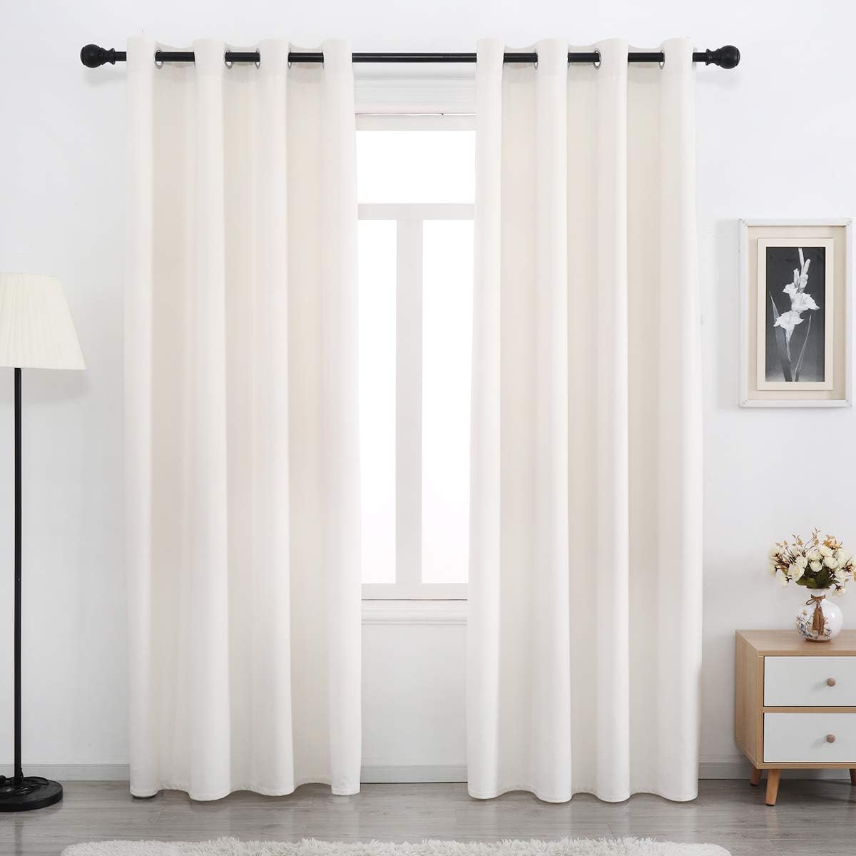 SPXTEX Cream Velvet Curtains 84 Inch Long Set of 2
