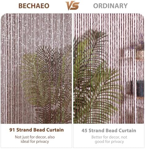 BECHAEO Bamboo Beaded Curtain 90 Strands Brown