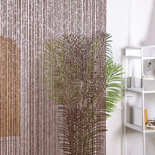 BECHAEO Bamboo Beaded Curtain 90 Strands Brown