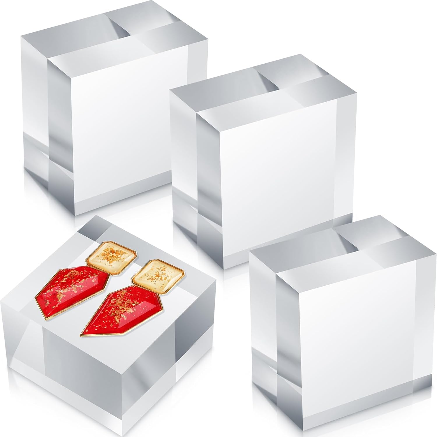 Remerry 4 Piece Acrylic Cube Jewelry Display Stand
