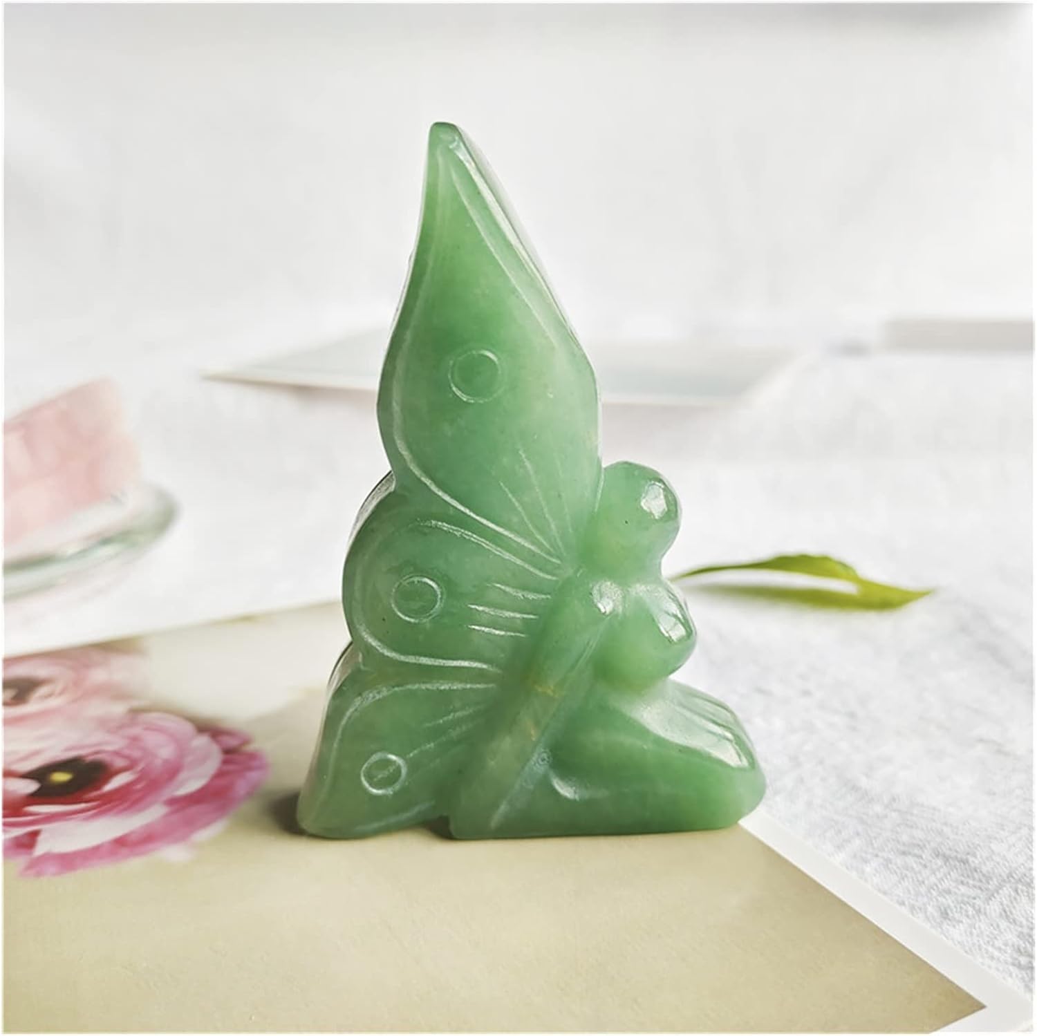 FIDEMM Rose Quartz Butterfly Healing Stone for Home Decor