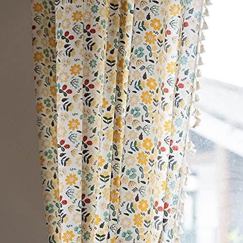 Deeprove Boho Cotton Linen Tassel Curtain Panel