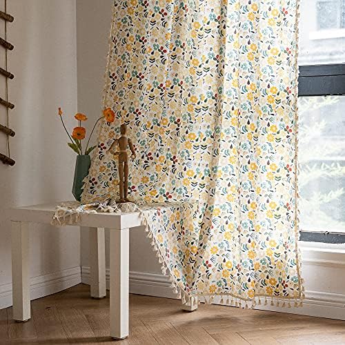 Deeprove Boho Cotton Linen Tassel Curtain Panel