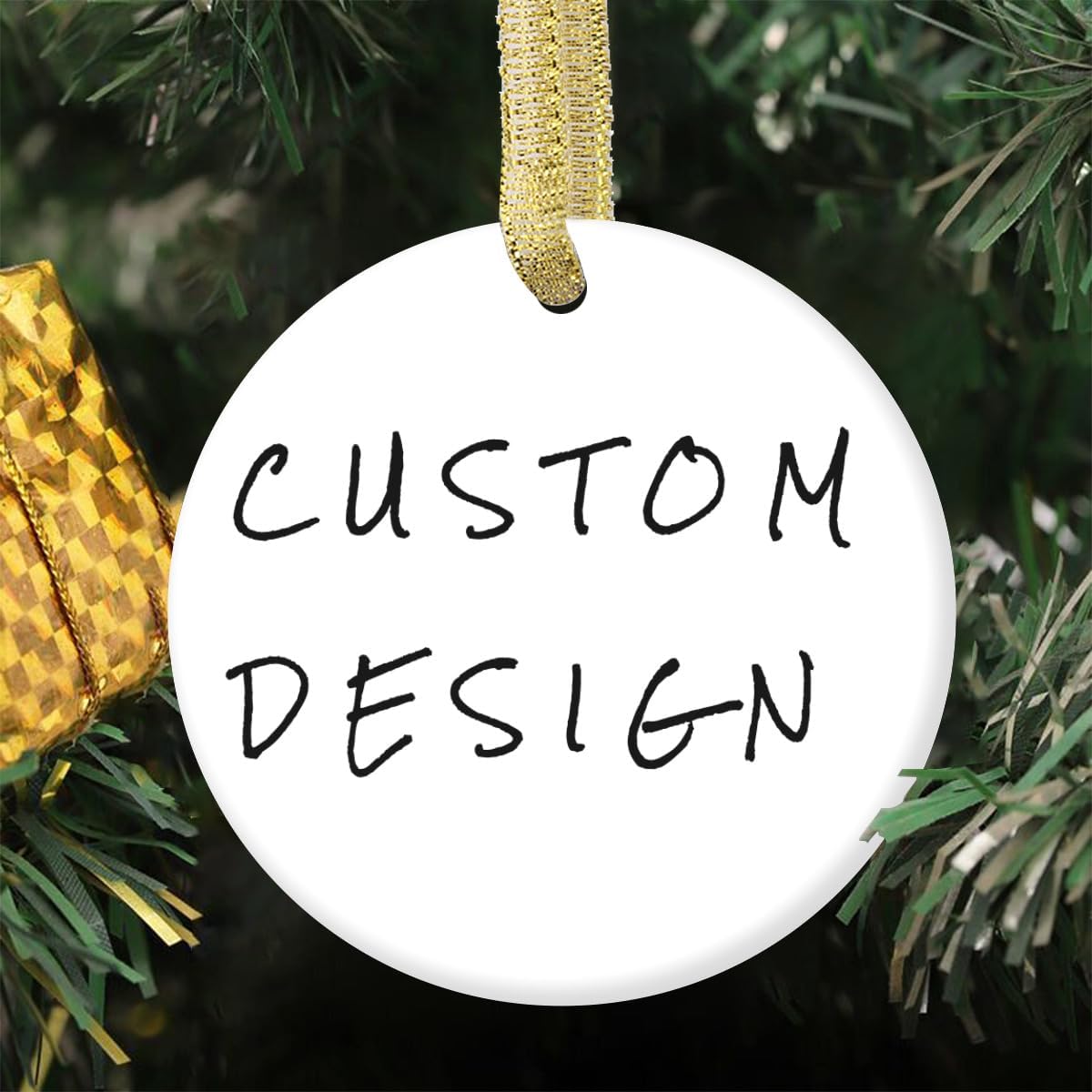 Custom Design Personalized Christmas Ornament Ceramic Photo Ornament with Text and Image