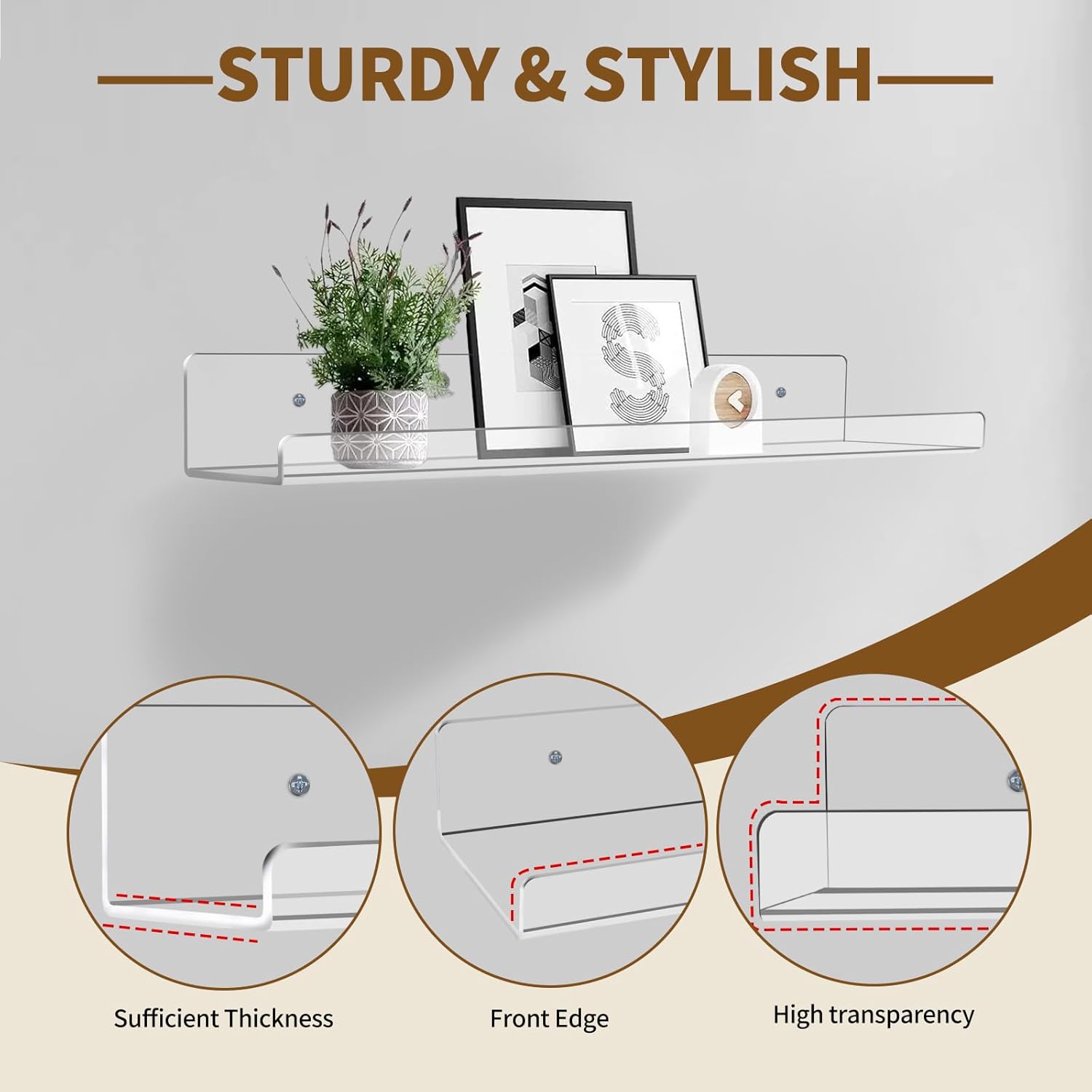 2 Pack Floating Shelves for Wall Decor Storage