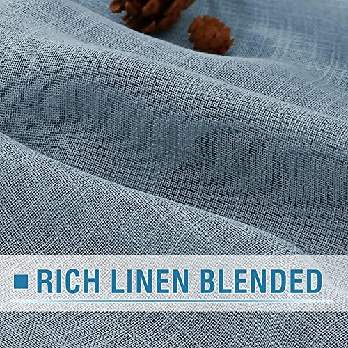 HVERSAILTEX Stone Blue Linen Curtains 2 Panel Set