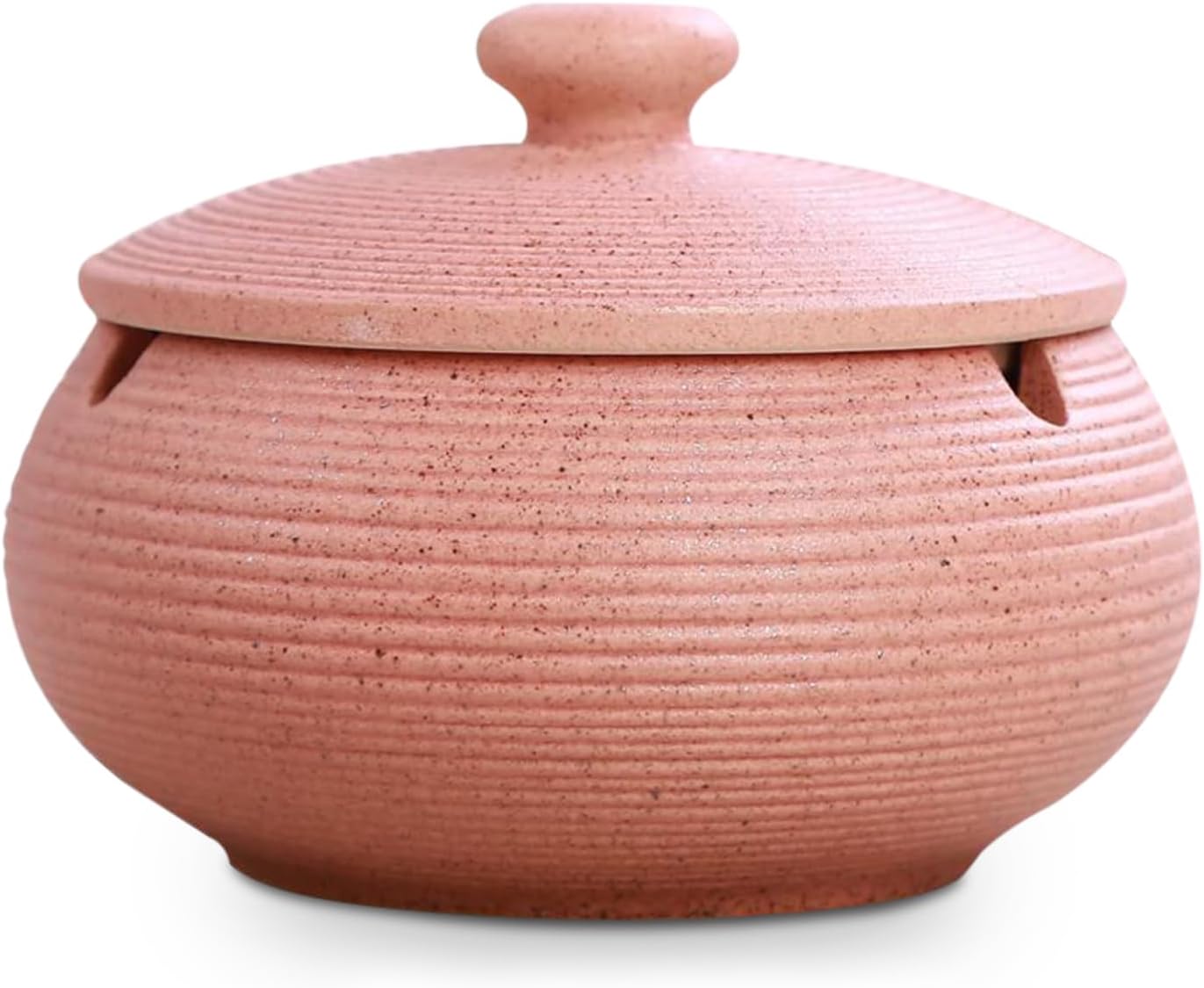 Flamingo Pink Ceramic Ashtray with Lids