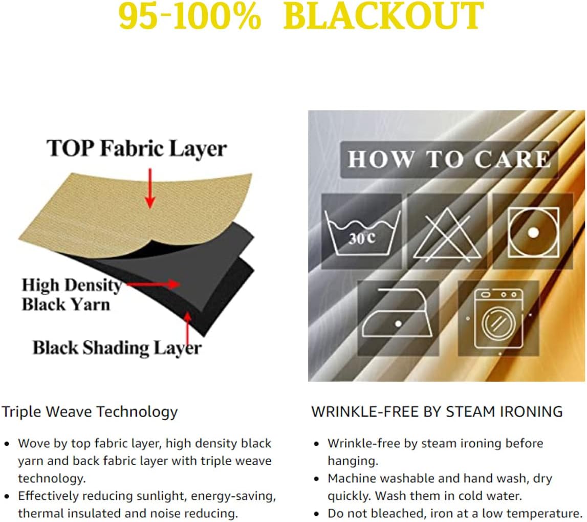 ZYMECH Heavy Weight Blackout Curtains 1 Panel 47x701 Inches