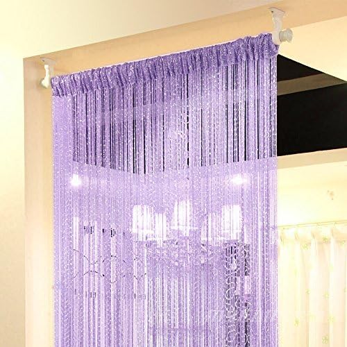 Topixdeals Door Curtain with Silver Ribbon Fringe