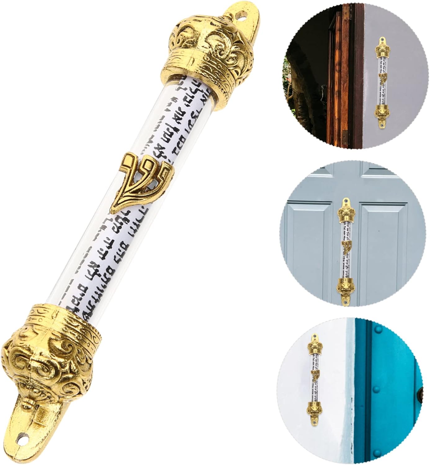 Delicate Metal Mezuzah Scroll for Home Door