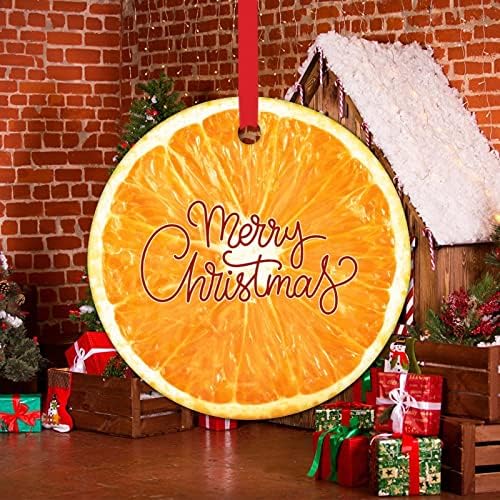 Orange Fruit Christmas Ornament Ceramic Decor 3 Inch