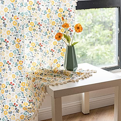 Deeprove Boho Cotton Linen Tassel Curtain Panel