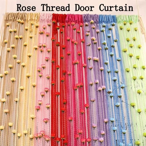 RJDJ Rose Thread Door Curtain - Blue
