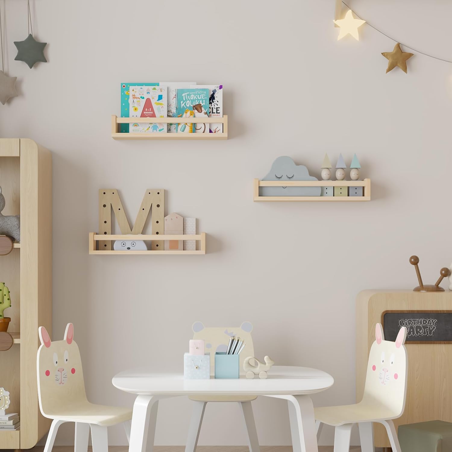 Heimlove Floating Bookshelf Set of 2 for Nursery Wall