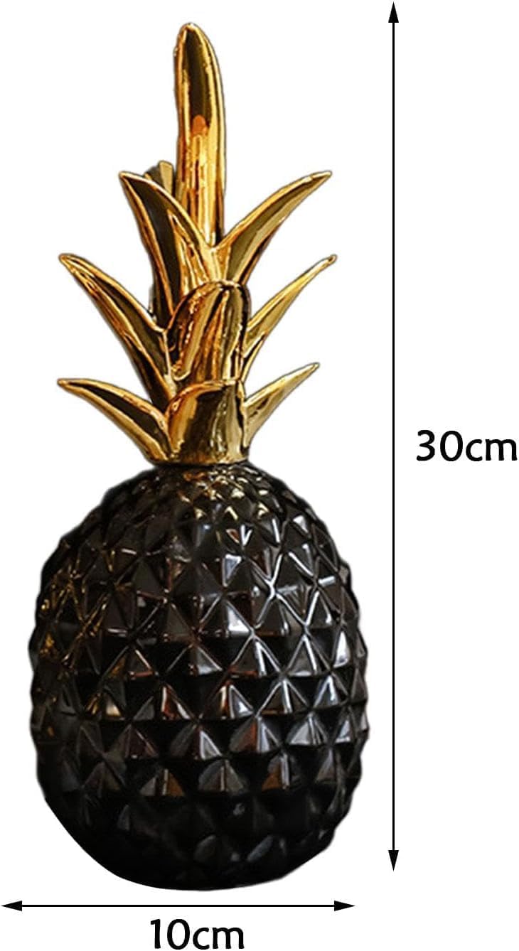 Ceramic Pineapple Ornament for Home Office Party Decor - Black
