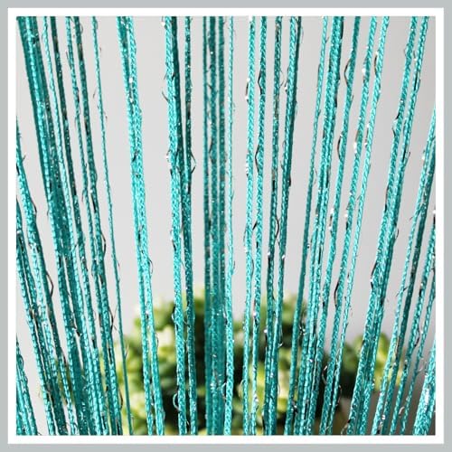 Glitter Beaded Curtain Panel Blue 39x79 Inches