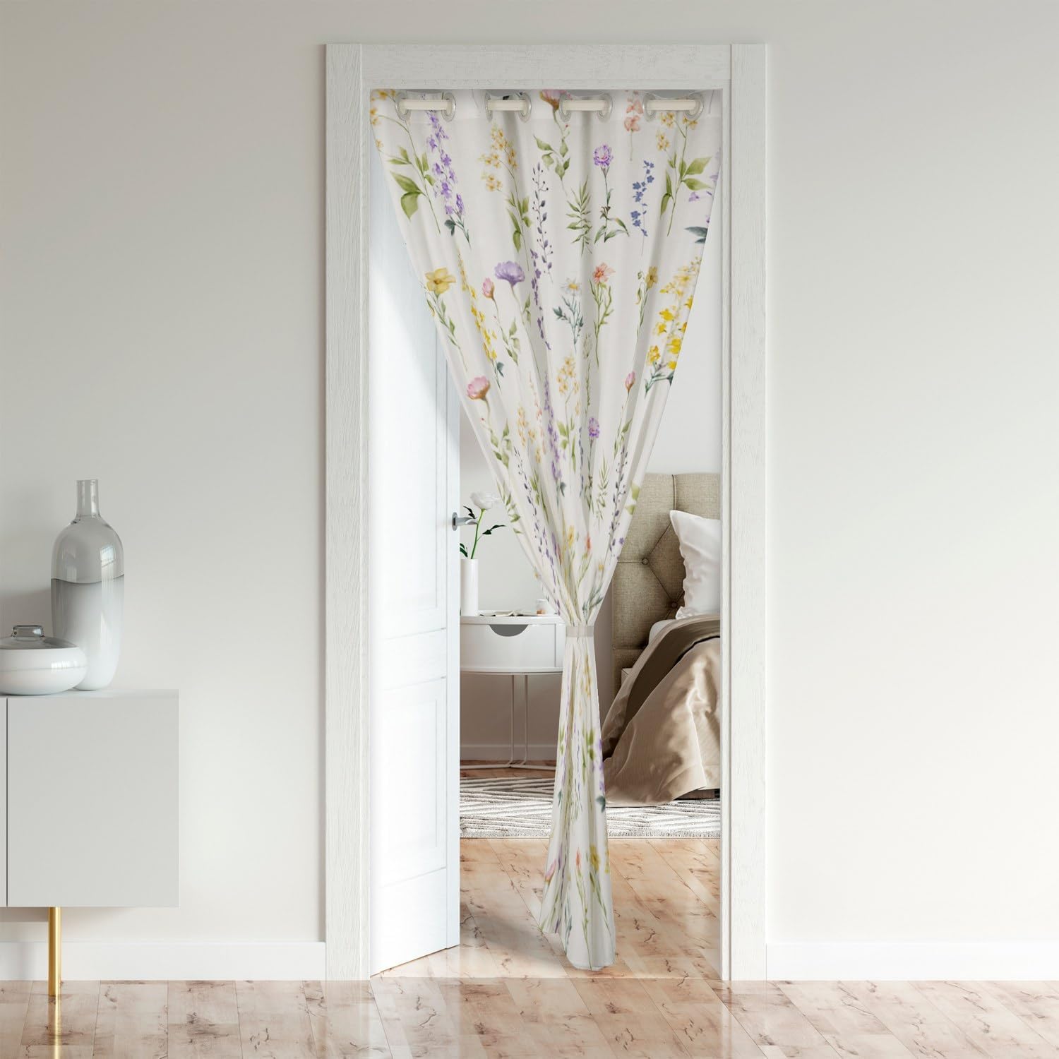 Jejeloiu Floral Door Curtain 34x80 - Privacy Panel for Room Divider