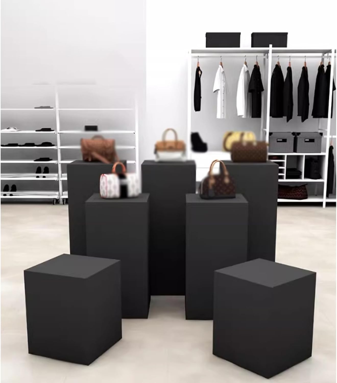 Wooden Cube Pedestal Display Riser Stand for Home Decor