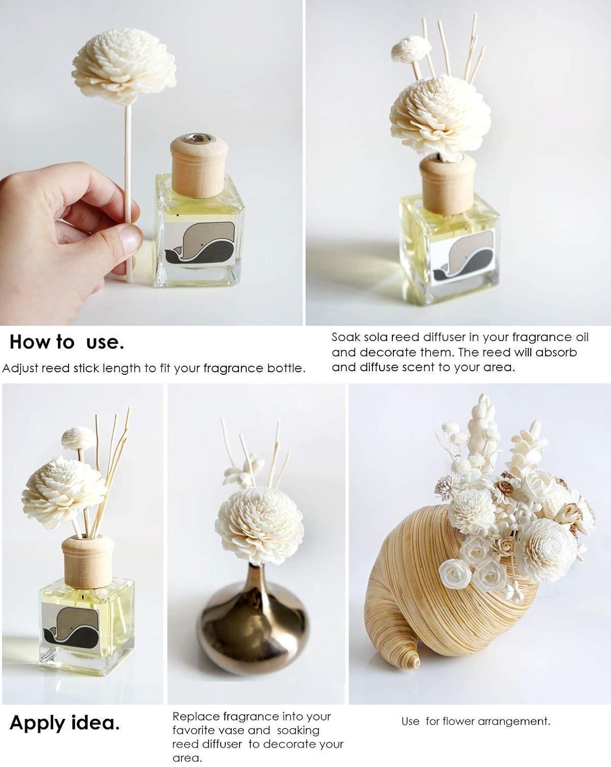 10 Sola Flower Reed Diffuser for Home Fragrance