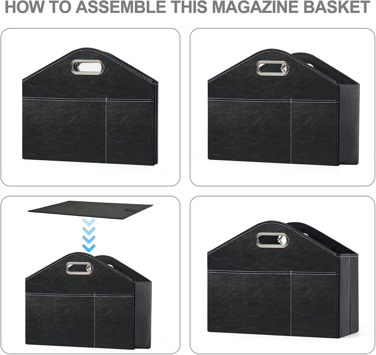 PreTidy Foldable Magazine Rack with PU Leather