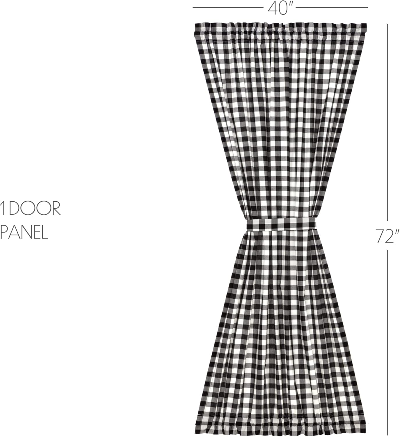 VHC Brands Annie Buffalo Check Curtain Door Panel 72x40 Black