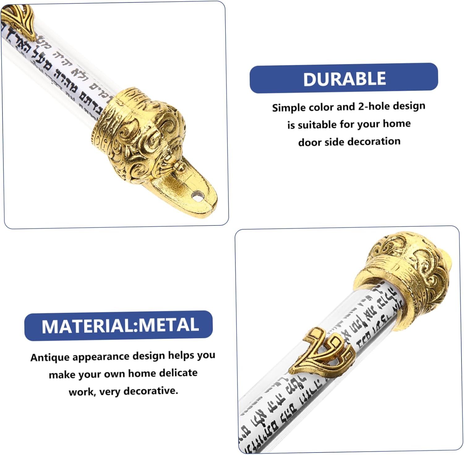 Delicate Metal Mezuzah Scroll for Home Door