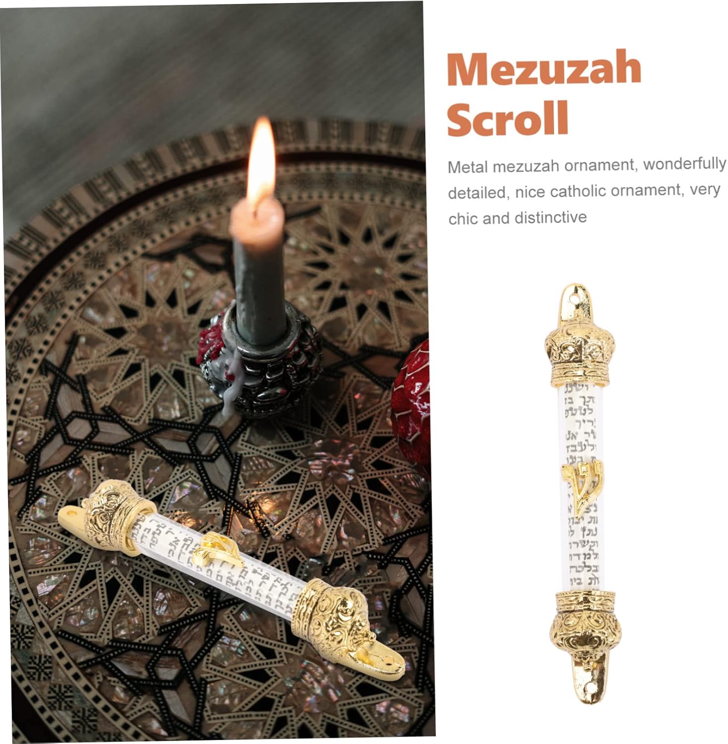 Jewish Ornaments Bible Scroll Door Mezuzah Metal Decor