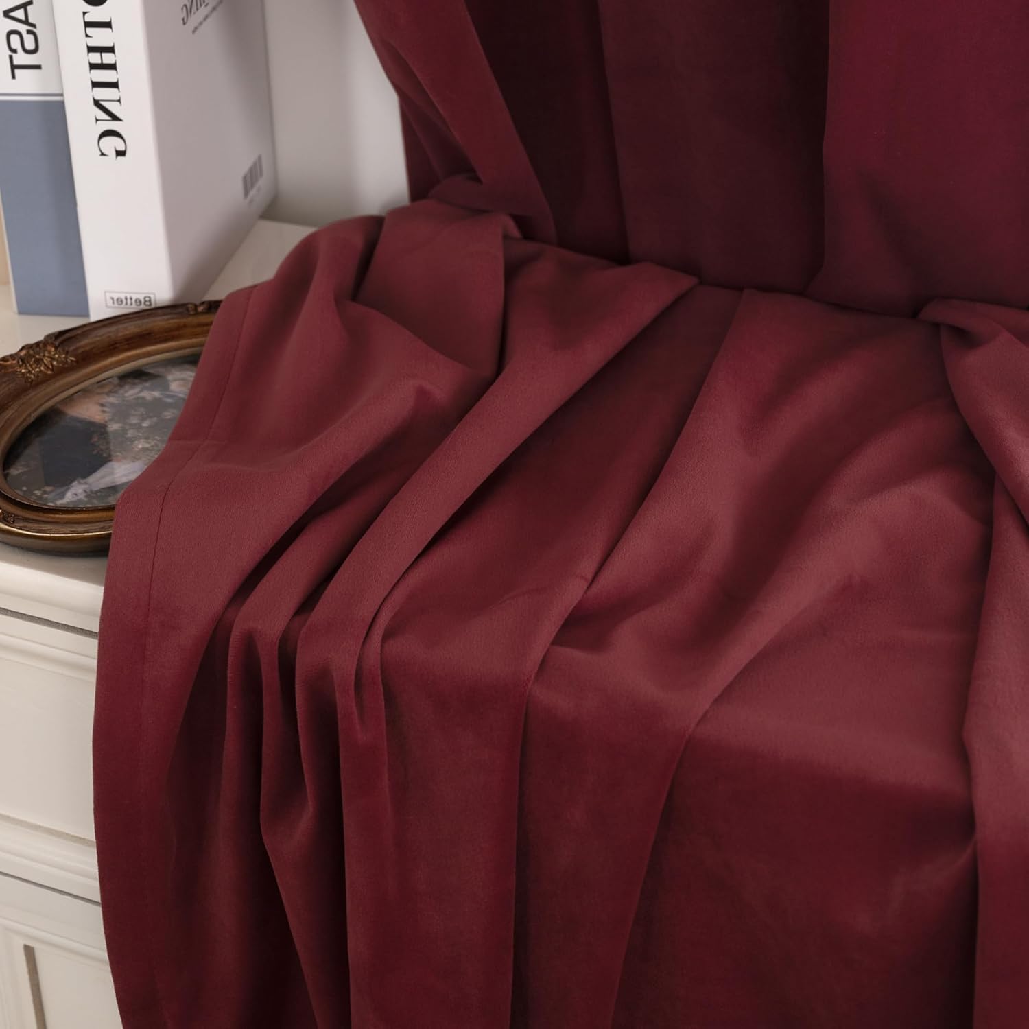 YoungsTex Burgundy Velvet Curtains 84 Inch for Living Room and Bedroom