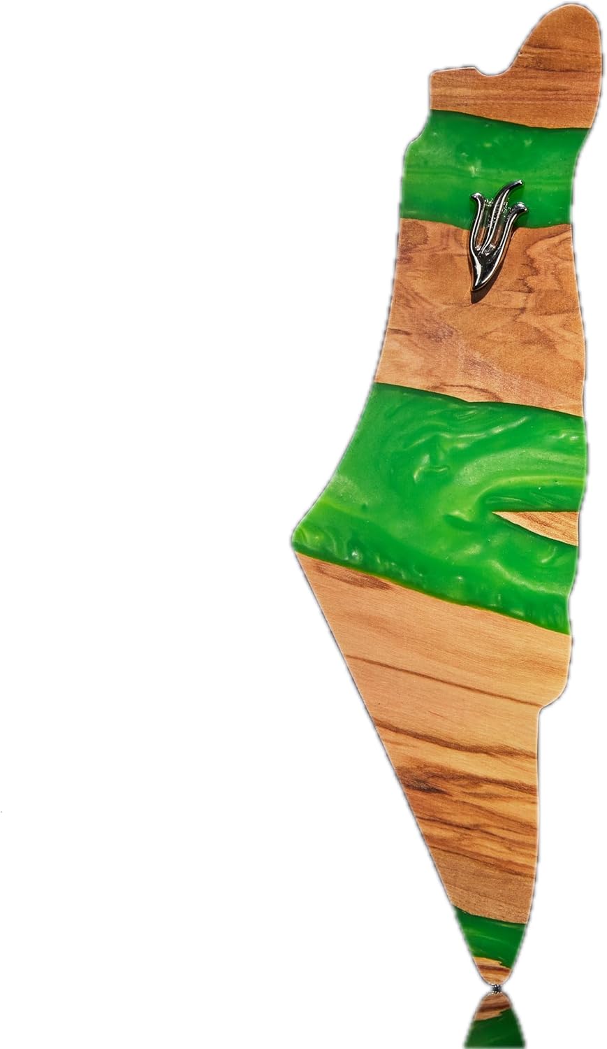 Elegant Olivewood and Epoxy Mezuzah Shaped Like Israel