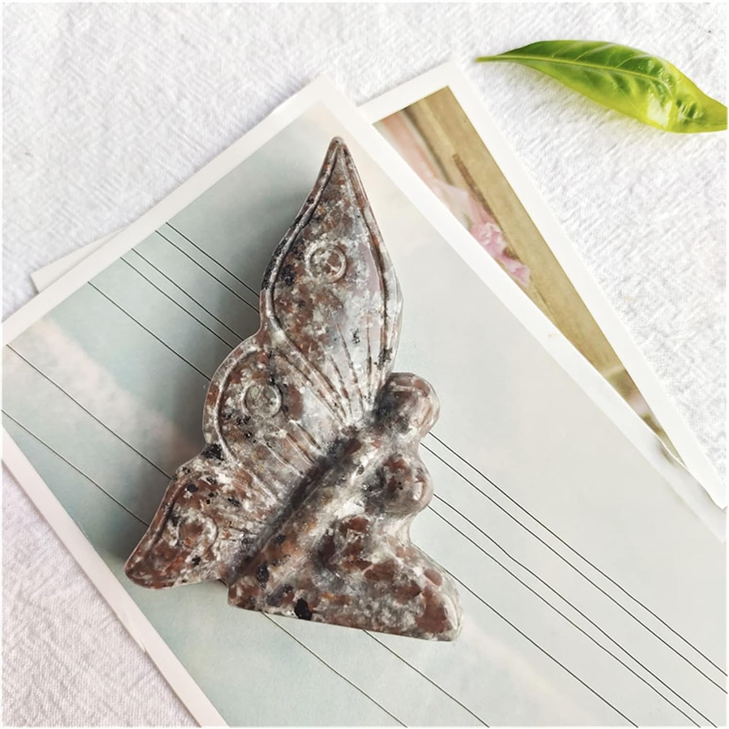 FIDEMM Rose Quartz Butterfly Healing Stone for Home Decor