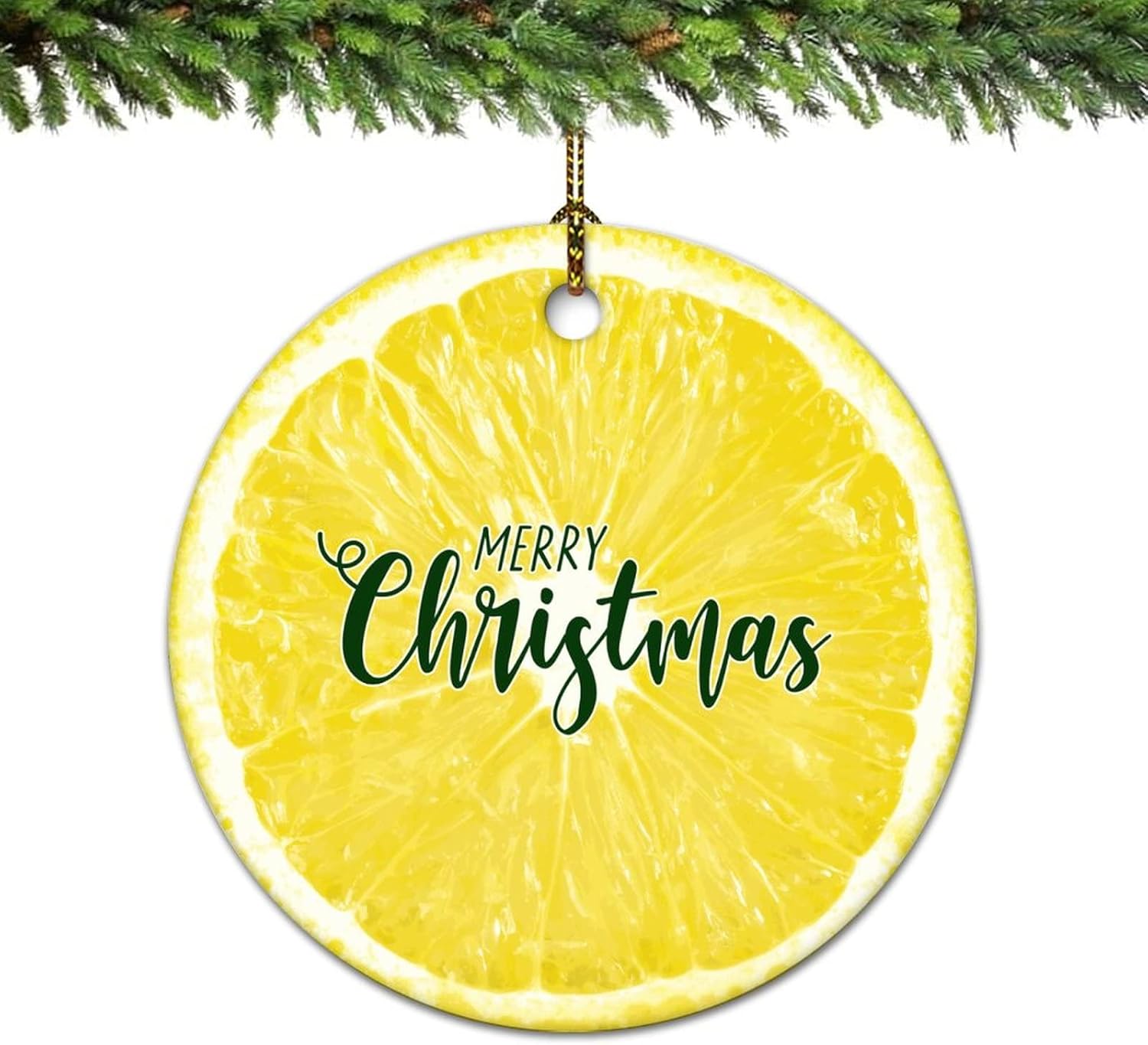 LUIJORGY 3 Inch Double Sided Printed Ceramic Christmas Ornament