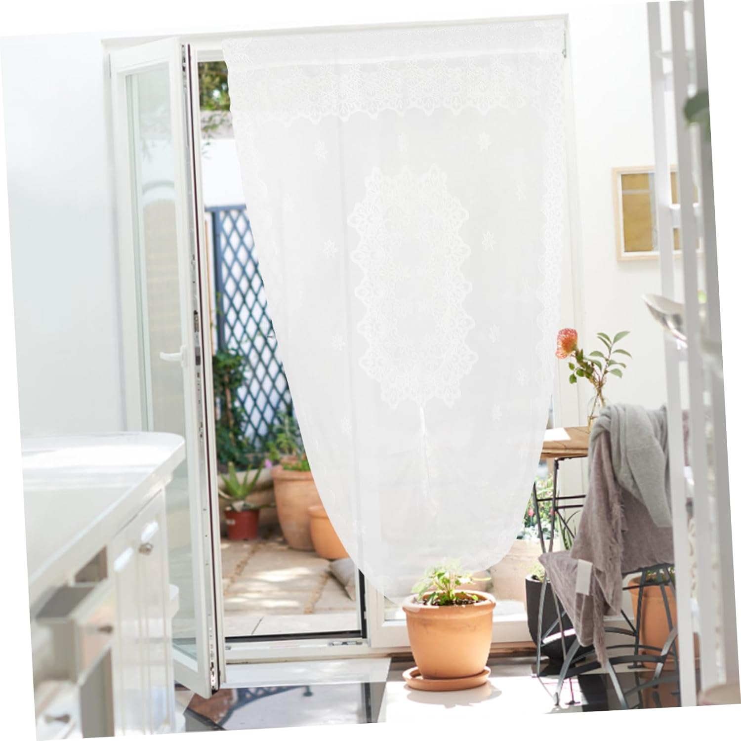 French Style Lace Sheer Door Curtain for Kitchen and Home