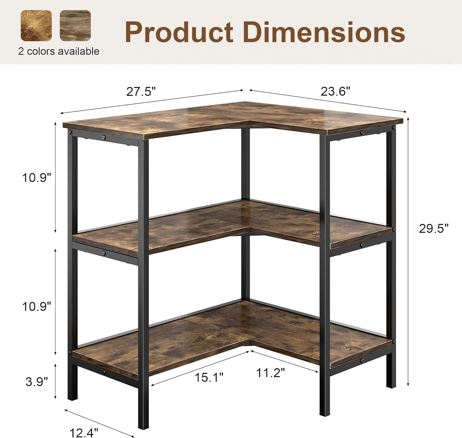VECELO Corner Cabinet Table 3 Tier Storage Stand