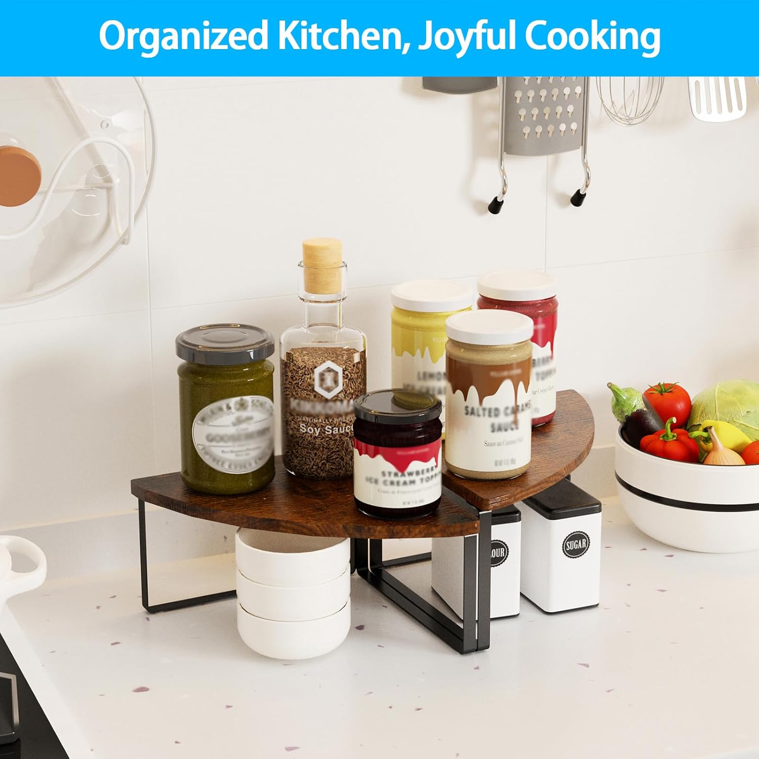 Corner Shelf Countertop Organizer Set of 2 Rustic Brown