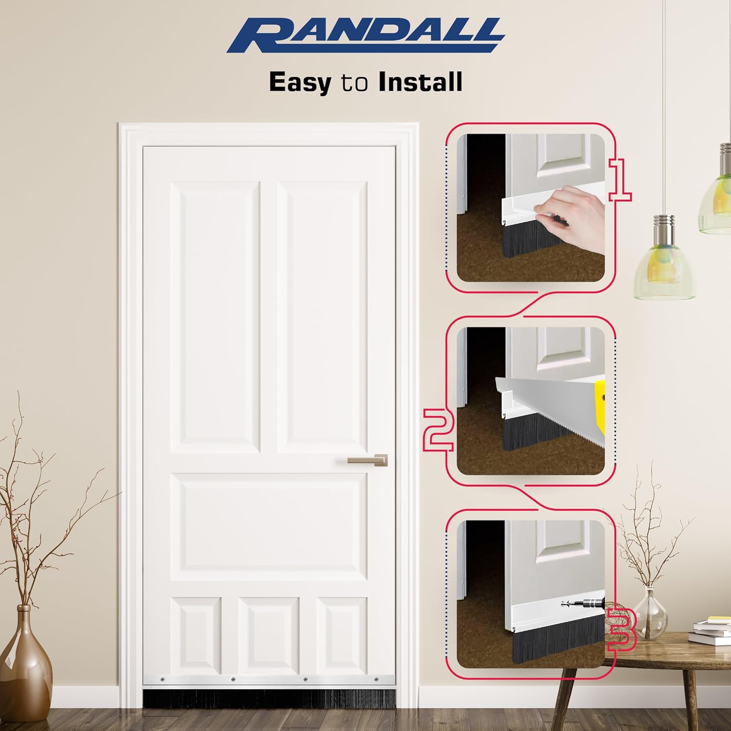 Brush Sweep Door Sweep with Black 1 12 Inch Brush 3 Ft