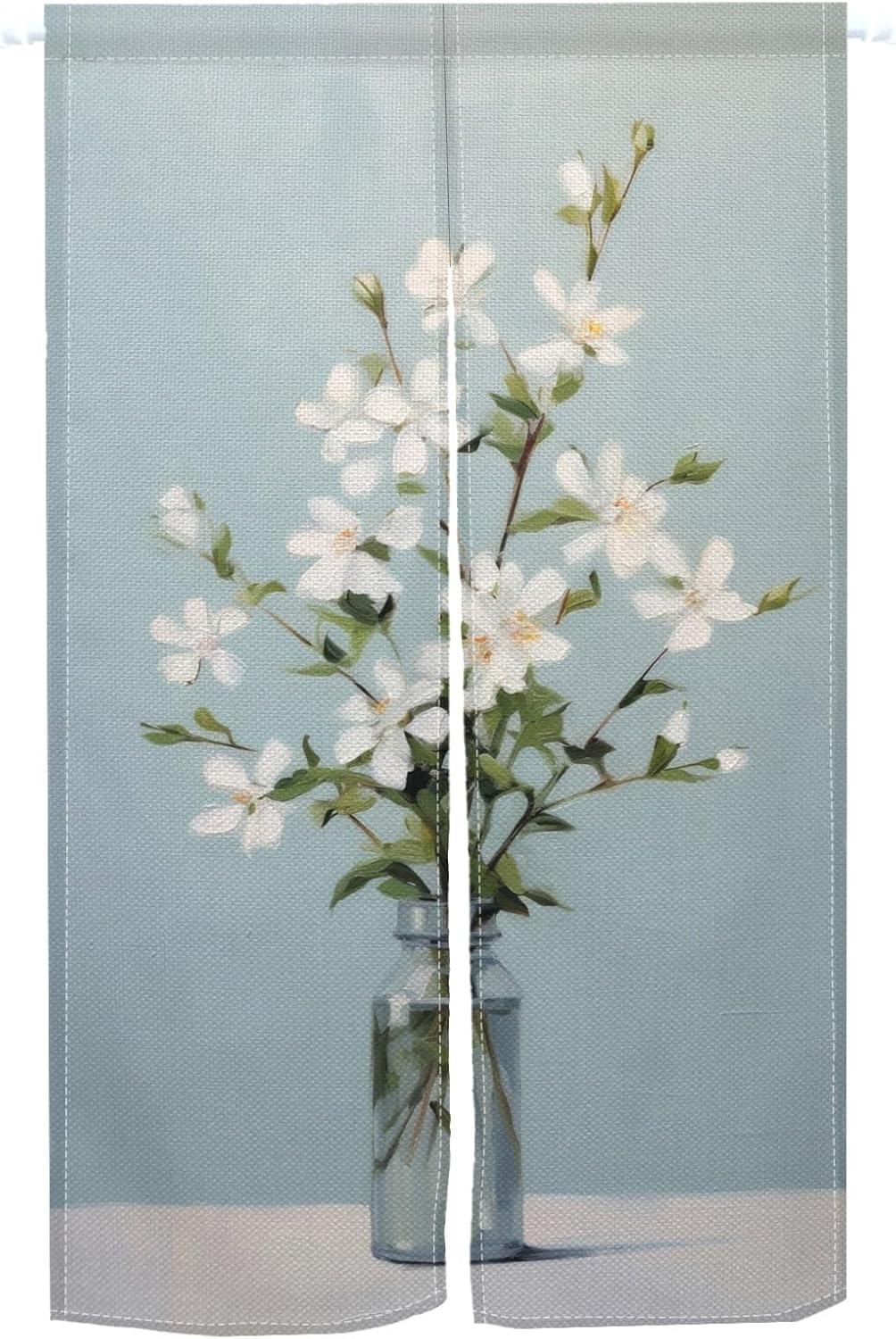 Leowefowa Japanese Noren Door Curtain with Flower Pattern