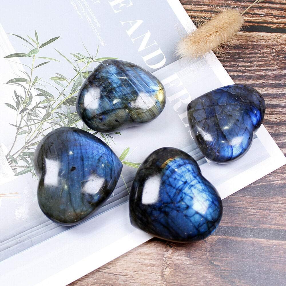 Wixine Crystal Heart Moonstone Labradorite Healing Stone for Reiki and Meditation