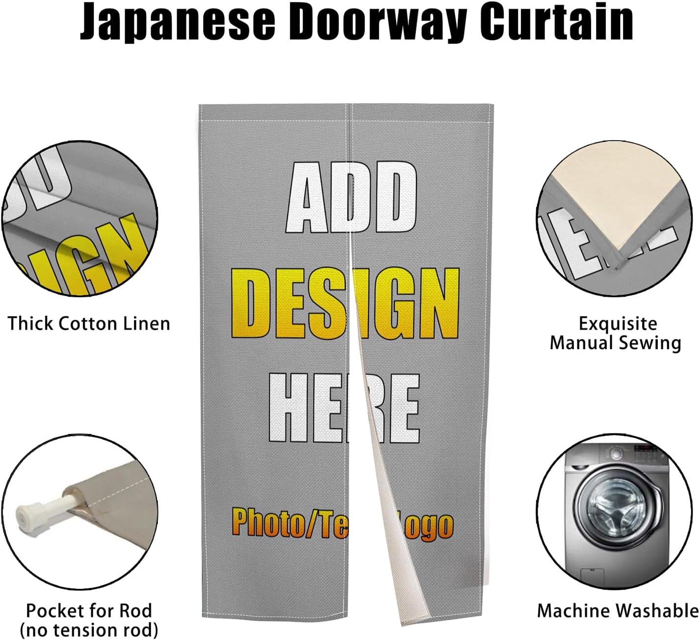 Custom Noren Door Curtain Panel with Personalized Design